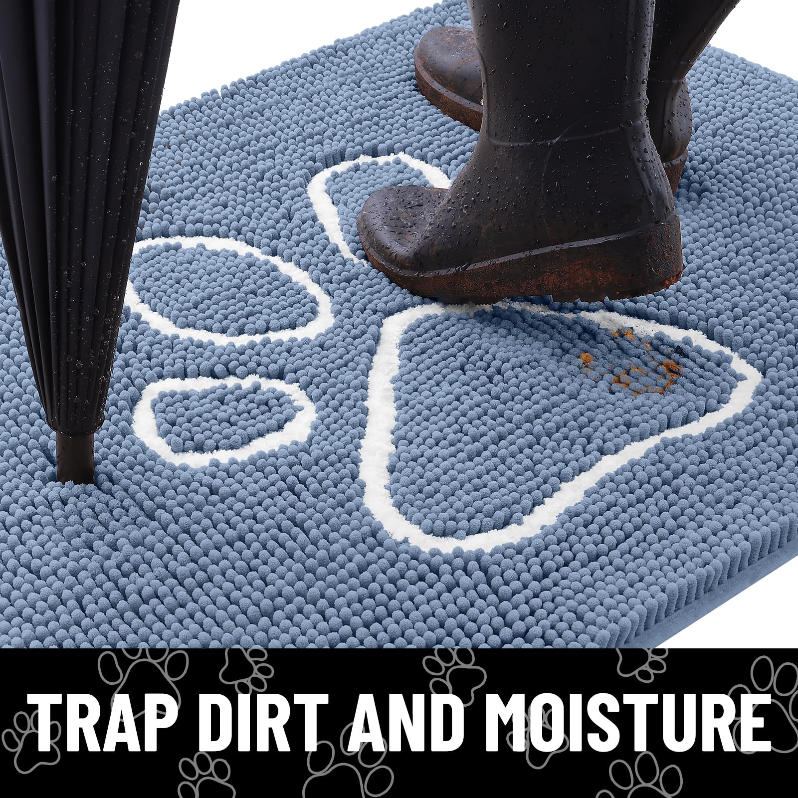 Smiry Dog Door Mat for Muddy Paws, Absorbent Non Slip Dirt Trapper, 48x30