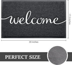 BeneathYourFeet Door Mat, Welcome Mat Low Profile Floor Mat Front Doormat Indoor and Outdoor Doormat Non Slip Rugs for Entryway, Patio, High Traffic Areas (30"x17.5", Black-Welcome)