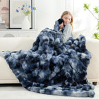 Cozy Bliss Cow Print Faux Fur Throw Blanket for Couch, Fuzzy Soft Plush Thick Bubble Blanket for Sofa Bedroom Living Room, 50x60 Inches