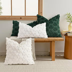 decorUhome St. Patrick’s Day Shamrock Pillow Covers 20x20 Inch Set of 2, Soft Plush Faux Wool Cream White Throw Pillow Covers, Farmhouse Spring Holiday Decor for Sofa Living Room