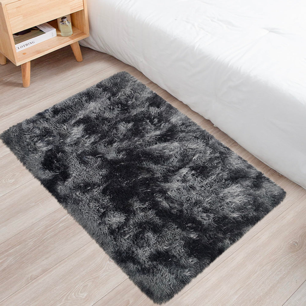 JiaoBaba Small Tie-Dyed Area Rug for Bedroom 2x3 Mini Black Grey Fluffy Rug Mat Bedside Throw Rug for Kids Room Boys Teens Nursery Baby Dorm Living Room Home Decor Aesthetic Carpets