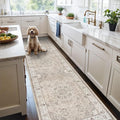 Hallway Washable Runner Rug - 3x10 Kitchen Rugs Entryway Rug Runner Vintage Soft Floor Mat Non Slip Indoor Farmhouse Carpet for Bathroom Living Room Bedroom (3 X 10, Beige)