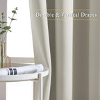 NICETOWN Room Darkening Curtains for Living Room, Grommet Window Treatment Thermal Insulated Solid Sound Reducing Drapes for Bedroom, Natural, Set of 2, W52 x L102