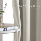 NICETOWN Room Darkening Natural Curtains 84 inches Long, Grommet Room Darkening Thermal Insulated Sound Dampening Window Treatments for Bedroom/Home Office, 2 Panels, W46 x L84
