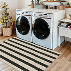 Black and White Striped Entry Rug - 3x5 Ft Washable Indoor Outdoor Front Door Mat Outside Entrance Front Porch Mat Non-Slip Floor Carpet for Bedroom Entryway Kitchen Office Porch Decor
