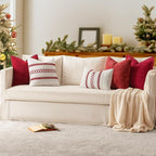 MIULEE Pack of 2 Christmas Pillow Covers 18x18 Inch Red Farmhouse Decorative Throw Pillow Covers with Stitched Edge Soft Chenille Solid Dyed Couch Pillow Covers for Sofa Bed Living Room
