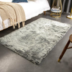 Ashler Faux Fox Fur Rug, Green White Brown Fluffy Rug, 3x5 Rectangle Rugs, Ultra Soft Shaggy Area Rugs for Bedroom, Fuzzy Carpets for Living Room, Sofa