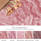 ORINOVA Pink Shag Faux Sheepskin Washable Fur Rug for Living Room Bedroom Furry Area Rug 4x6 Rectangle Rug Nursery Decor Girl