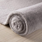 Ashler HOME DECO Ultra Soft Faux Rabbit Fur Chair Couch Cover Area Rug for Bedroom Floor Sofa Living Room Grey Round 3 x 3 Feet