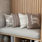 YCOLL Pillow Covers 16x16 Set of 4, Modern Sofa Throw Pillow Cover, Decorative Outdoor Linen Fabric Pillow Case for Couch Bed Car, Khaki
