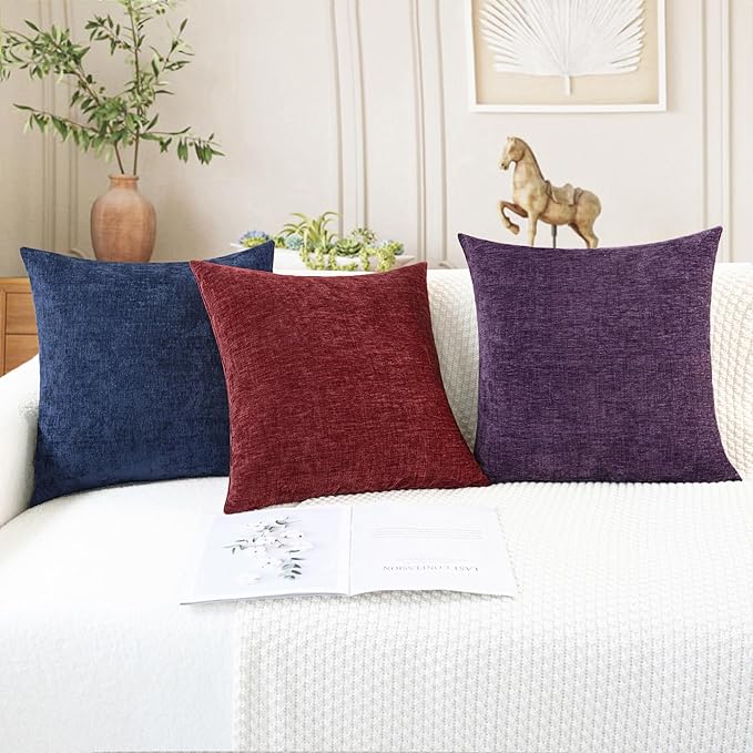 CaliTime Decorative Couch Throw Pillow Covers 18 X 18 Inches Burgundy