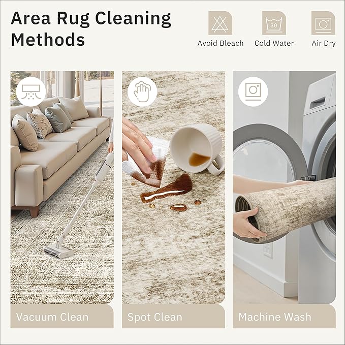 Soalmost Hallway Runner Rug 2'6"x10' Non-Slip Runners for Kitchen Brown