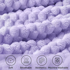 BEDELITE Fleece Twin Blanket for Couch & Bed - 3D Jacquard Decorative Lavender Throw, Super Soft and Cozy Warm Fuzzy Blanket All Seasons Suitable, 60x80Inches