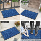 Colorxy Waterproof Doormat, Sturdy Natural Rubber Front Door Mats, Non Slip Low Profile Indoor Outdoor Entrance Mat, Stain Resistant Easy Clean Floor Mat for Patio or Entryway, 59''x20'', Light Blue