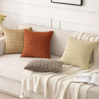 MIULEE Pack of 2 Rust Corduroy Decorative Pillow Covers 20x20 Inch Soft Boho Striped Throw Pillow Covers Modern Farmhouse Home Decor for Summer Sofa Living Room Couch Bed