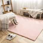 Ashler Faux Fur Rug, Ultra Soft Faux Rabbit Fur, Pink Area Rugs, 5 x 7 Feet Rectangle, Machine Washable Nursery Decor Throw Rugs for Bedroom, Kids Room, Living Room