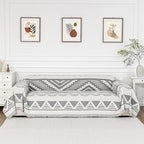 MYSKY HOME Boho Couch Cover for Dogs Washable Grey Rhombic Couch Sofa Protector for Loveseat Sofa with Pets Friendly Chenille Geometric Sofa Covers Soft Durable Farmhouse Sofa Slipcovers, 71" X102"