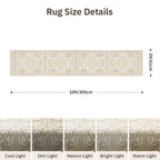 Hallway Washable Runner Rug 2x10 - Non Slip Vintage Kitchen Runner Rugs for Entryway Low-Pile Waterproof Long Runners for Living Room Bedroom Medallion Indoor Floor Mat for Bathroom Laundry Beige