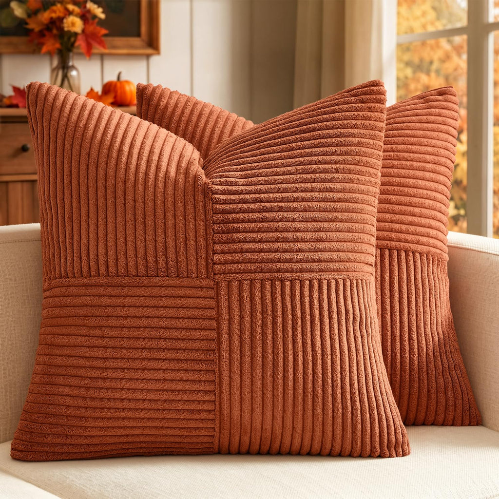 MIULEE Fall Burnt Orange Decorative Throw Pillow Covers for Couch 18x18 in