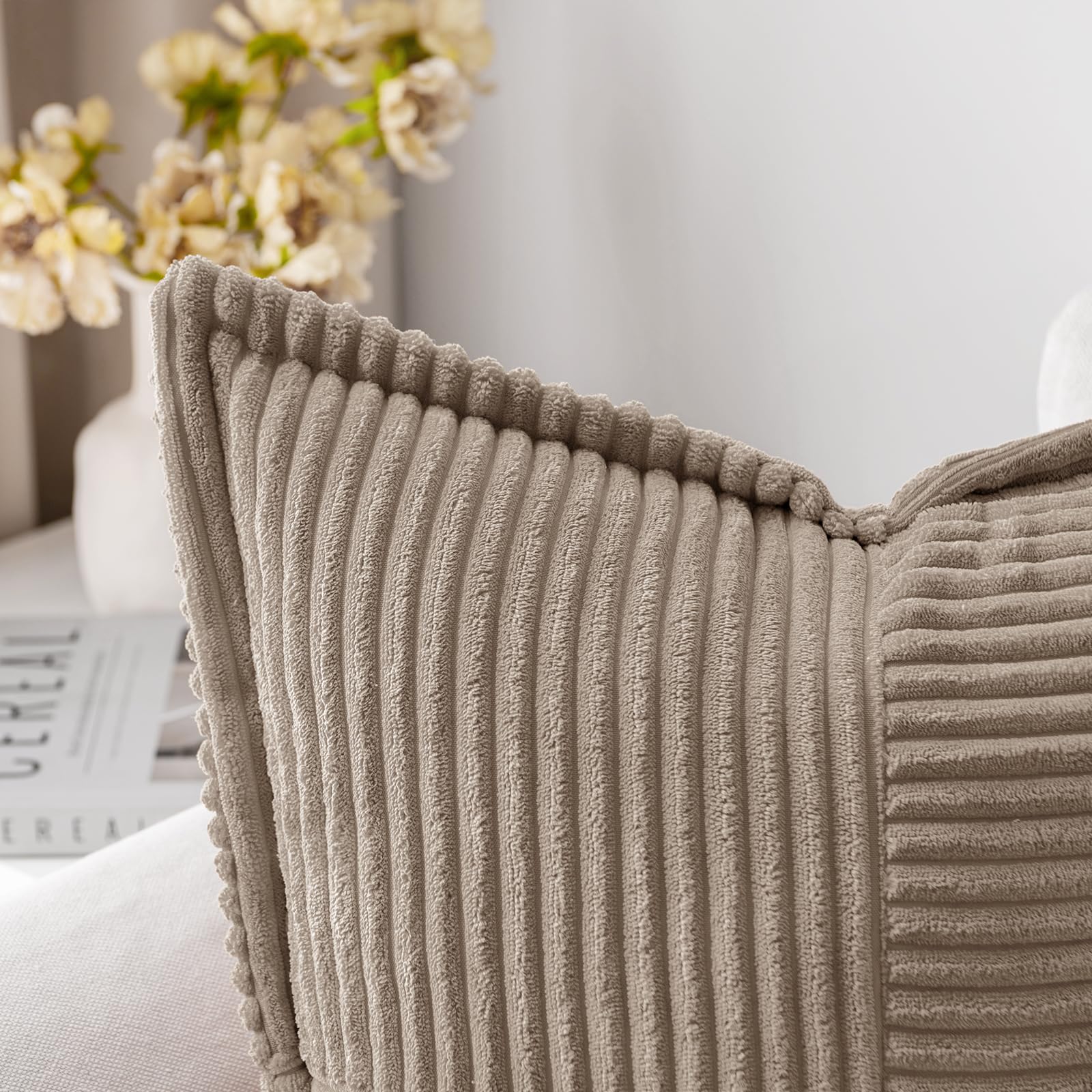 MIULEE Decorative Throw Pillow Covers for Couch 20x20 Inch Light Brown