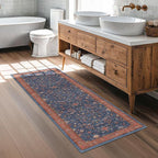 Hazo Haus Navy Blue Runner Rug 2x5 for Hallway, Kitchen, Bathroom, Mudroom, Laundry Room, Washable Non Slip Non Skid Rubber Backing Low Pile Stain Resistance