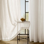 2 Panels Set Cream Linen Curtains 132 inches Long For Living Room Neutral Farmhouse Light Filtering Semi Sheer Linen Drapes 132 inch Ceiling To Floor For Large Window Villa Hallway Ivory FT 60x132
