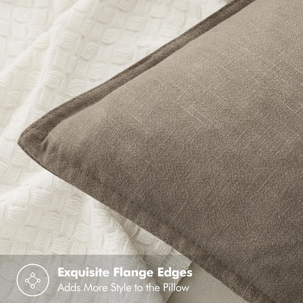 MIULEE Decorative Linen Pillow Covers 18x18 Inch Tan Taupe