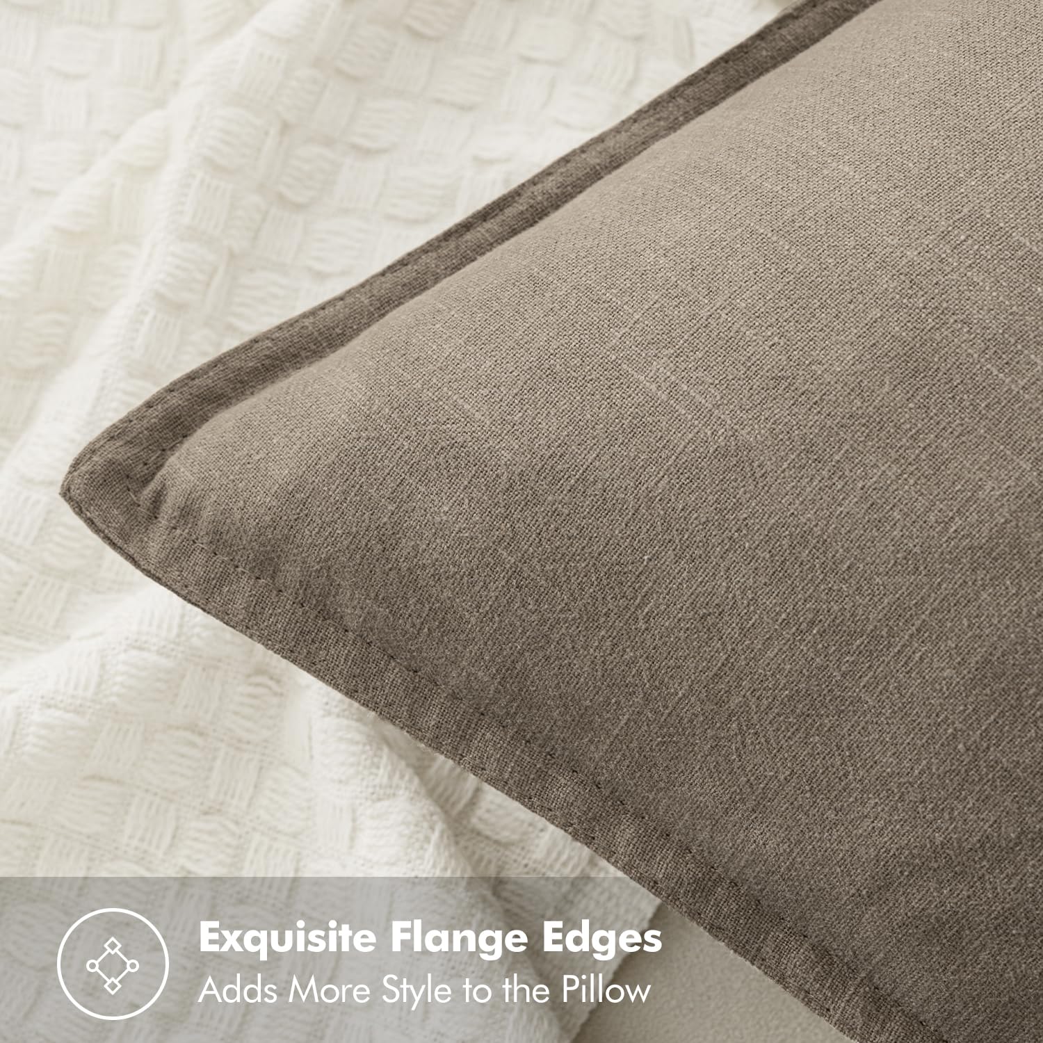MIULEE Decorative Linen Pillow Covers 18x18 Inch Tan Taupe