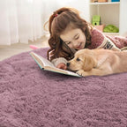 OLANLY Blush Round Rugs for Bedroom - Machine Washable, 3 ft Circle Area Rugs for Living Room, Soft and Fluffy Shaggy Carpet for Teen Girls and Boys, Nursery Rooms, Dorms, Home Decor Aesthetic