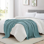BOURINA Blue Throw Blanket 50 x70 Inch Jacquard Throw Knitted Blanket
