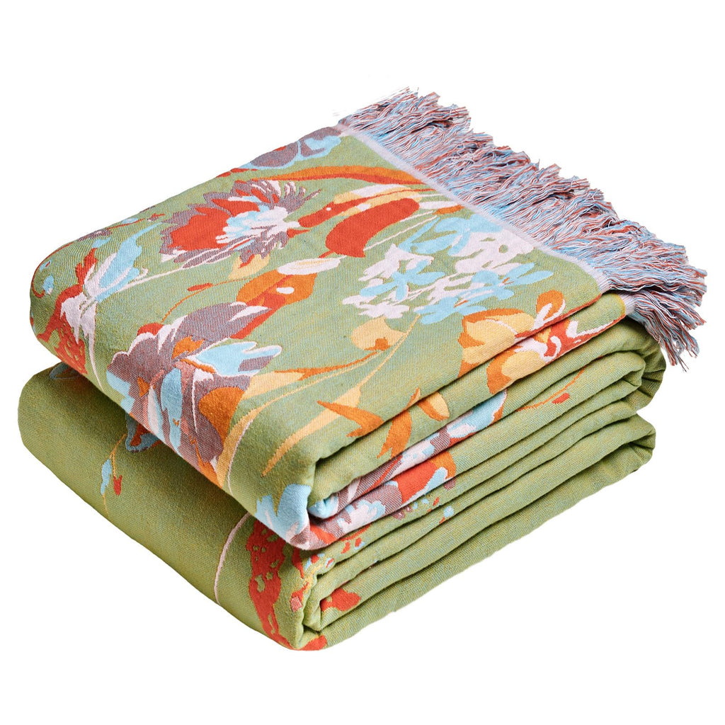 MSGKV Boho Throw Blanket 60"x80" Summer Cotton Butterfly Floral Blanket