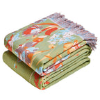 MSGKV Boho Throw Blanket 90"x108" 100% Cotton Flower Butterfly Blanket King