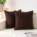 Pack of 2 Corduroy Decorative Throw Pillow Covers 20x20 InchSoft Boho Striped Pillow Covers Modern Farmhouse Home Decor for Sofa Living Room Couch Bed（Dark Brown）