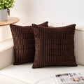 Pack of 2 Corduroy Decorative Throw Pillow Covers 20x20 Inch, Dark Brown