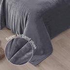 Exclusivo Mezcla Fleece Blankets Queen Size for Bed, Super Soft and Warm, All Season, Cozy, Plush, Lightweight, 90x90 Inches, Dark Grey