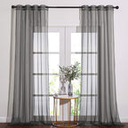 NICETOWN Sheer Living Room Curtains - Elegant Dark Grey Soft Nickel Grommet Window Panels Drapes for Living/Dining Room/Master Bedroom (54" Wide x 96" Long, 2 Panels)