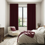 Guken 100% Blackout Curtains 90 Inch Length 2 Panels Set for Living Room Bedroom Back Tab Thermal Insulated Black Out Linen Drapes Room Darkening Window Curtains 90 Inches Long,Burgundy