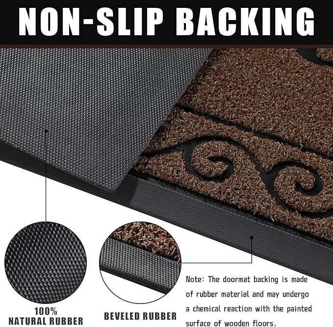 Yimobra Welcome Mats for Front Door 36x24, Heavy Duty Waterproof Outdoor Door Mat Outside Entrance, Non-Slip Low Profile Indoor Entryway Mat for Garage Patio, Coffee