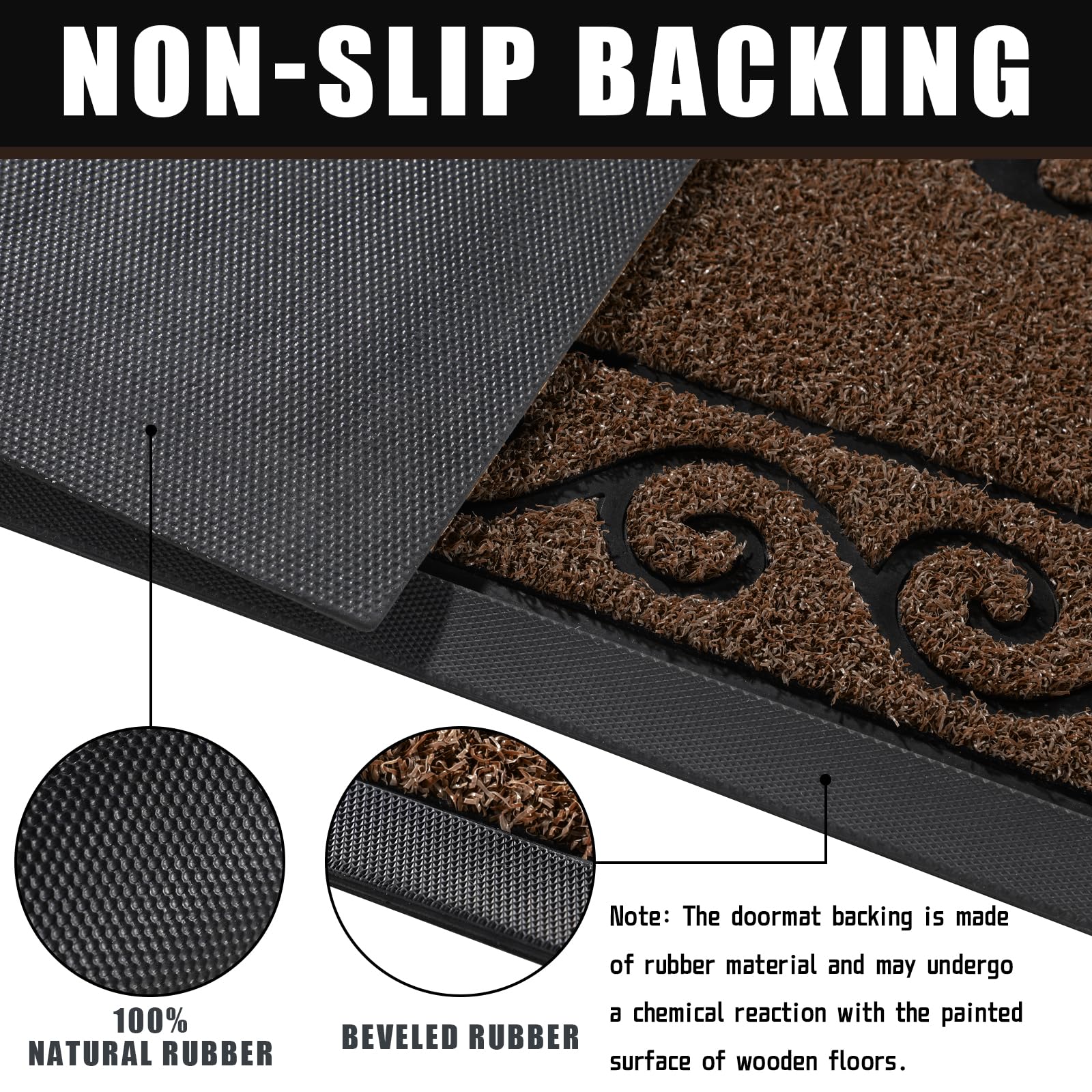 Yimobra Welcome Mat Outdoor Indoor, Waterproof Heavy Duty Front Door Mat Outside Entrance, Extra Sturdy Non-Slip Doormat, Low Profile, Dirt Trapping, 36x24 Inches, Coffee