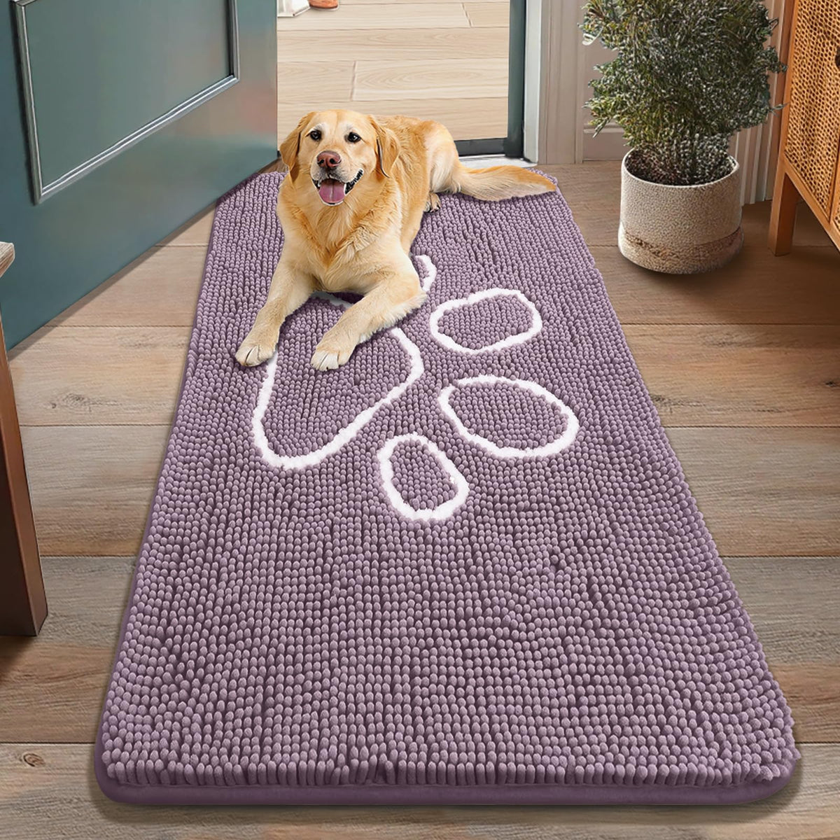 Smiry Dog Door Mat for Muddy Paws, Absorbent Non Slip Dirt Trapper, 48x30
