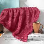 Exclusivo Mezcla Plush Fuzzy Fleece Bed Blanket Twin Size, Super Soft, Fluffy and Warm Blankets for Couch, Bed, All Season (Deep Red, 90x66 inches)