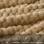 BEDELITE Fleece Blanket Twin for Bed Couch, 3D Jacquard Decorative Camel Throw Blanket, Soft and Cozy Warm Plush Fuzzy Blanket All Seasons Suitable, 60x80Inches