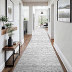 3x18 Washable Kitchen Runner Rug: Modern Moroccan Runners for Hallway Soft Non Slip Rugs with Rubber Backing Low Pile Thin Waterproof Floor Carpet for Entryway Bedroom Bathroom Indoor 3x18 Grey