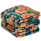 MSGKV Boho Throw Blanket 50"x60" Cotton Throw for Couch Sofa, Floral Quilt