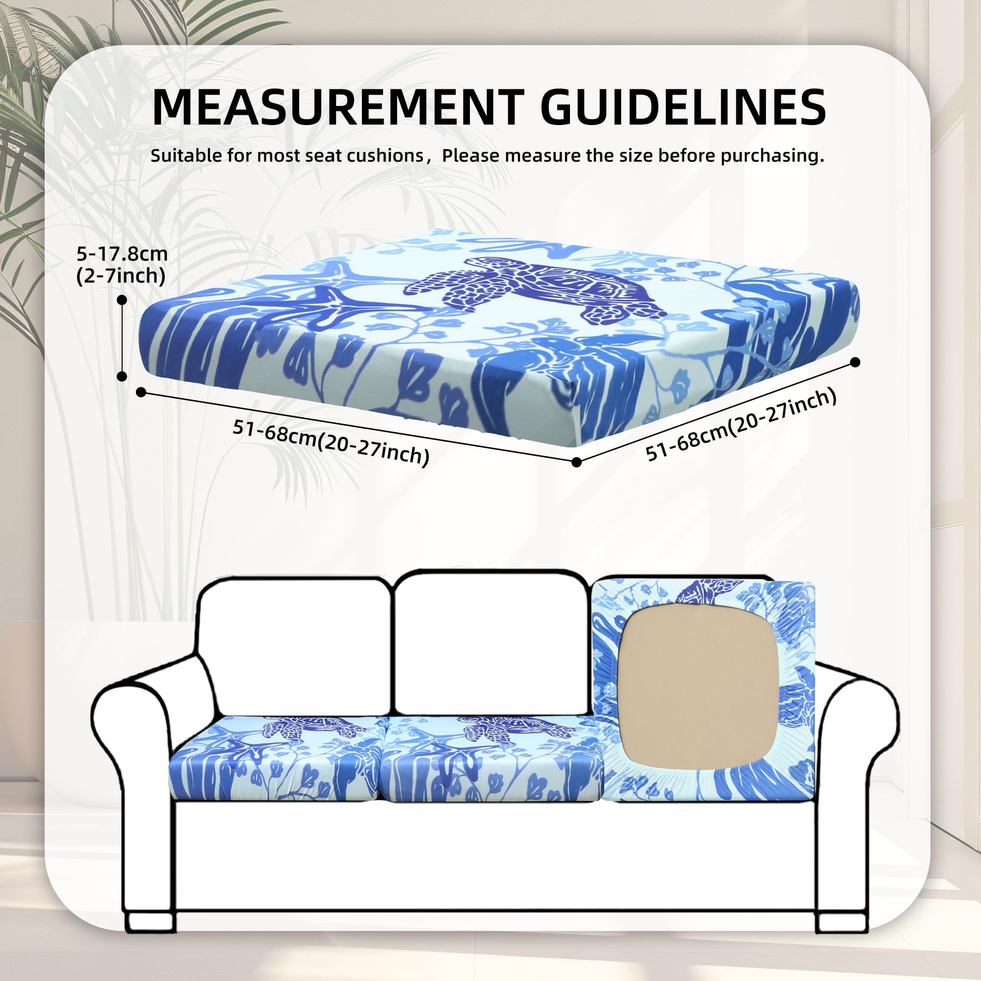 8 Piece Outdoor Cushion Covers, Patio Sofa Cushion Covers, Stretch Fit