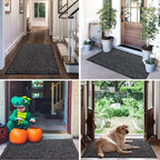 Mibao Super Absorbent Front Door Mat, 60" x 36", Non-Slip Washable Indoor Doormats, Low Profile Entryway Rug Outdoor, Dirt Resistant Welcome Mats for Front and Back Door Entrance, Anthracite Black