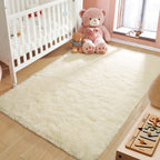 LOCHAS Area Rugs Fluffy Living Room Carpet for Bedroom 6x9, Light Champagne