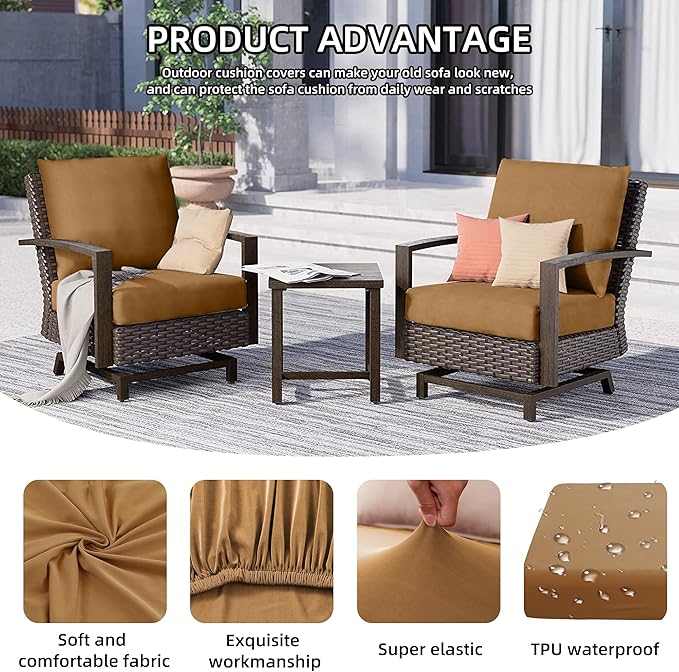 DREAHOTEXTIL 12Pcs Outdoor Cushion Covers, Elastic Patio Cushion Covers