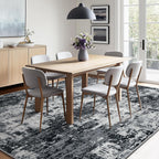 RELEANY Washable 6'x8' Abstract Area Rug for Living Room Black White