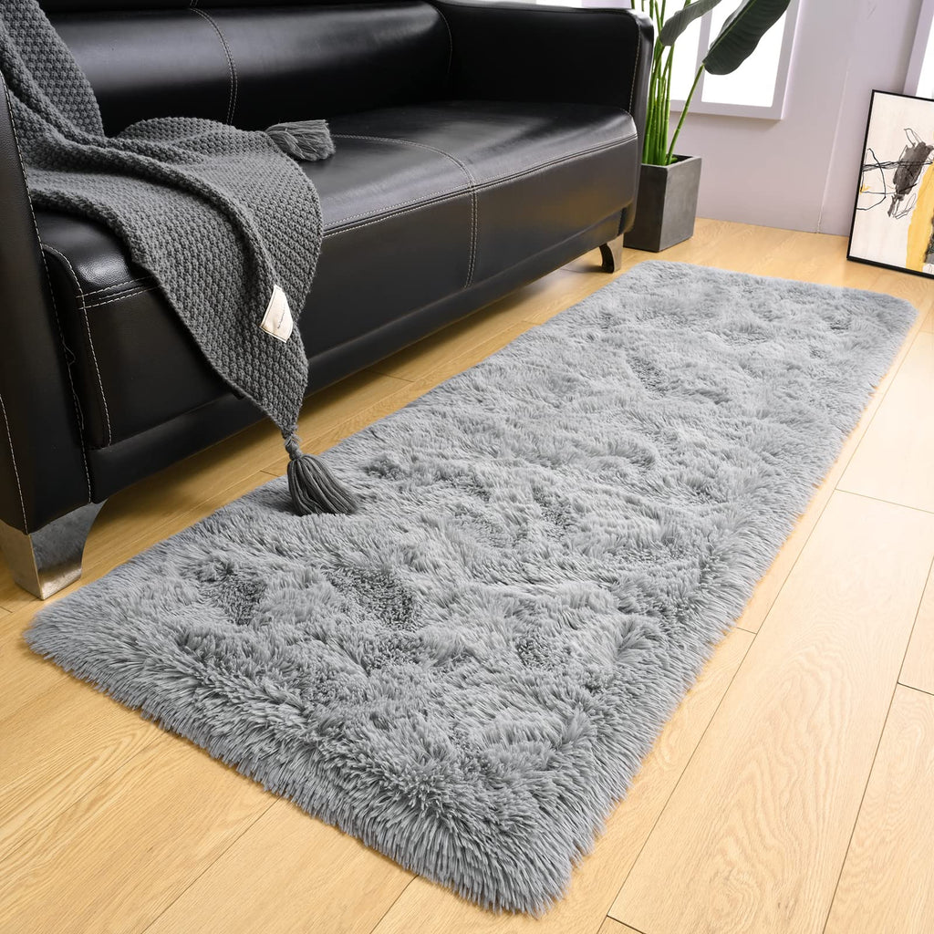 LOCHAS 2x6 Runner Rugs for Hallway, Fluffy Area Rugs for Bedroom, Gray